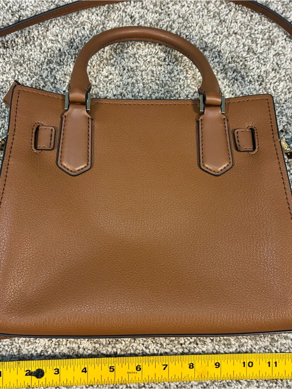 Michael Kors Hamilton Brown Leather Satchel with Gold Hardware